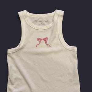 Aeropostale White Crop Top with Pink Bow